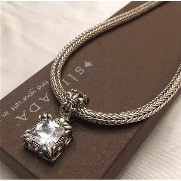 πSOLDπ Silpada N0603 Omega Sterling Chain & Uptown CZ Pendant - Picture 3 of 9